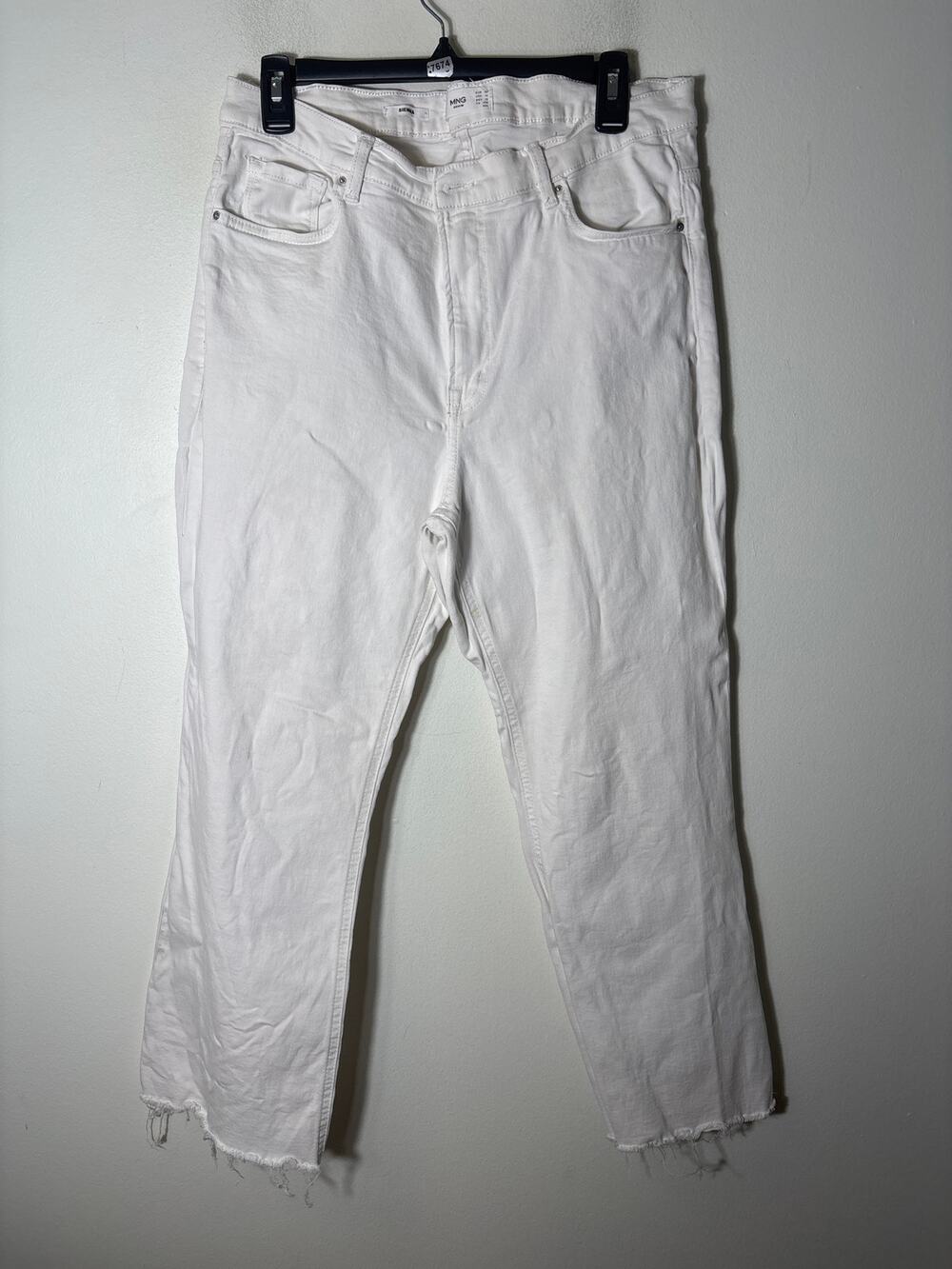 MNG (Mango) White "Sienna" Straight Leg Denim Jean Sz 14